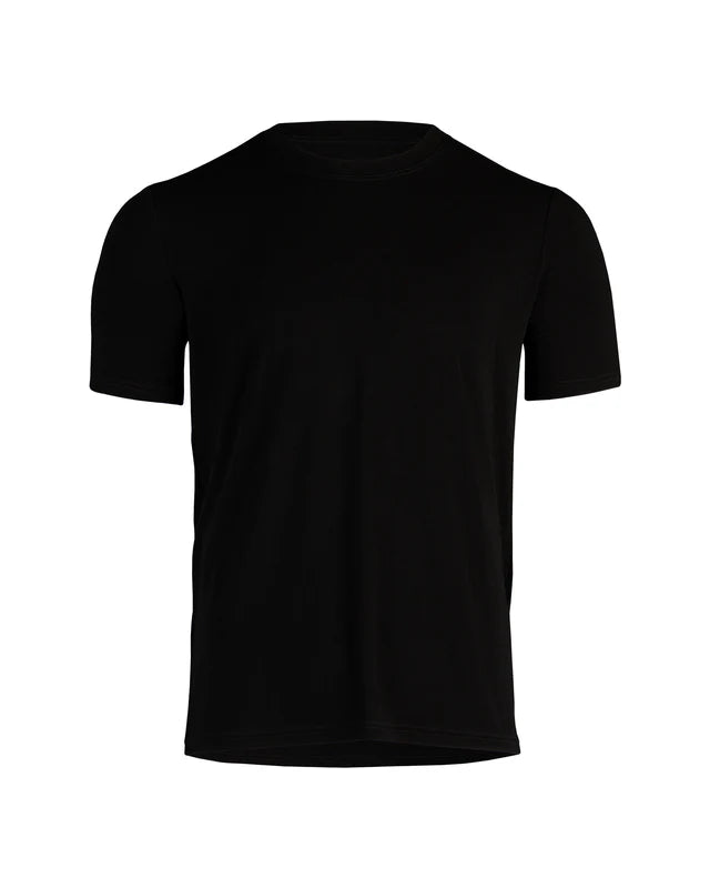 Black t-shirt on a white background