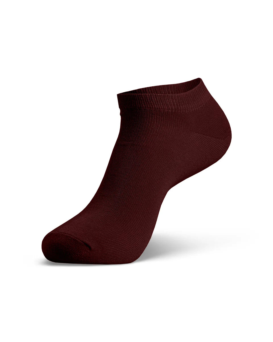 Maroon ankle sock on a white background