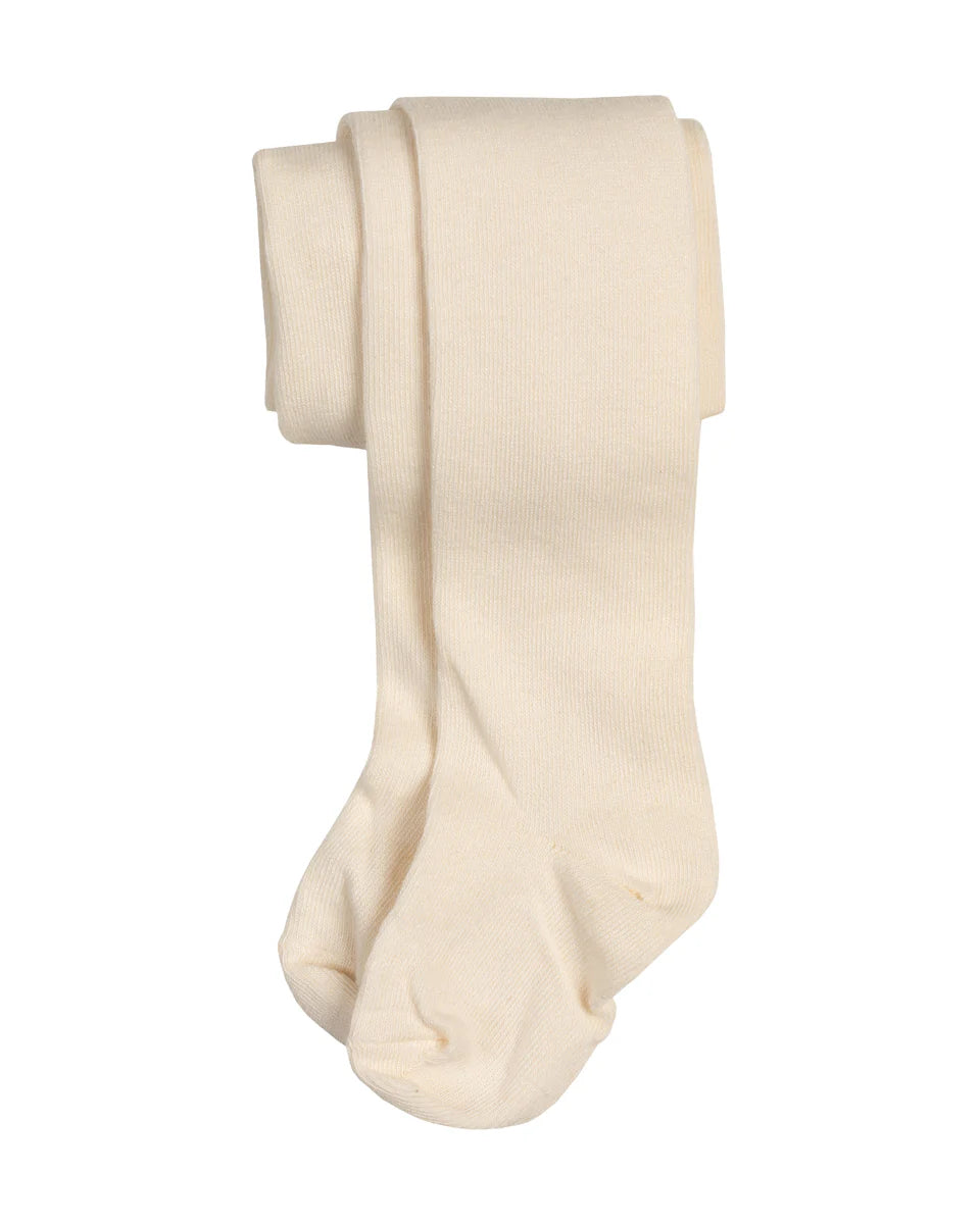 Pair of cream tights on a white background