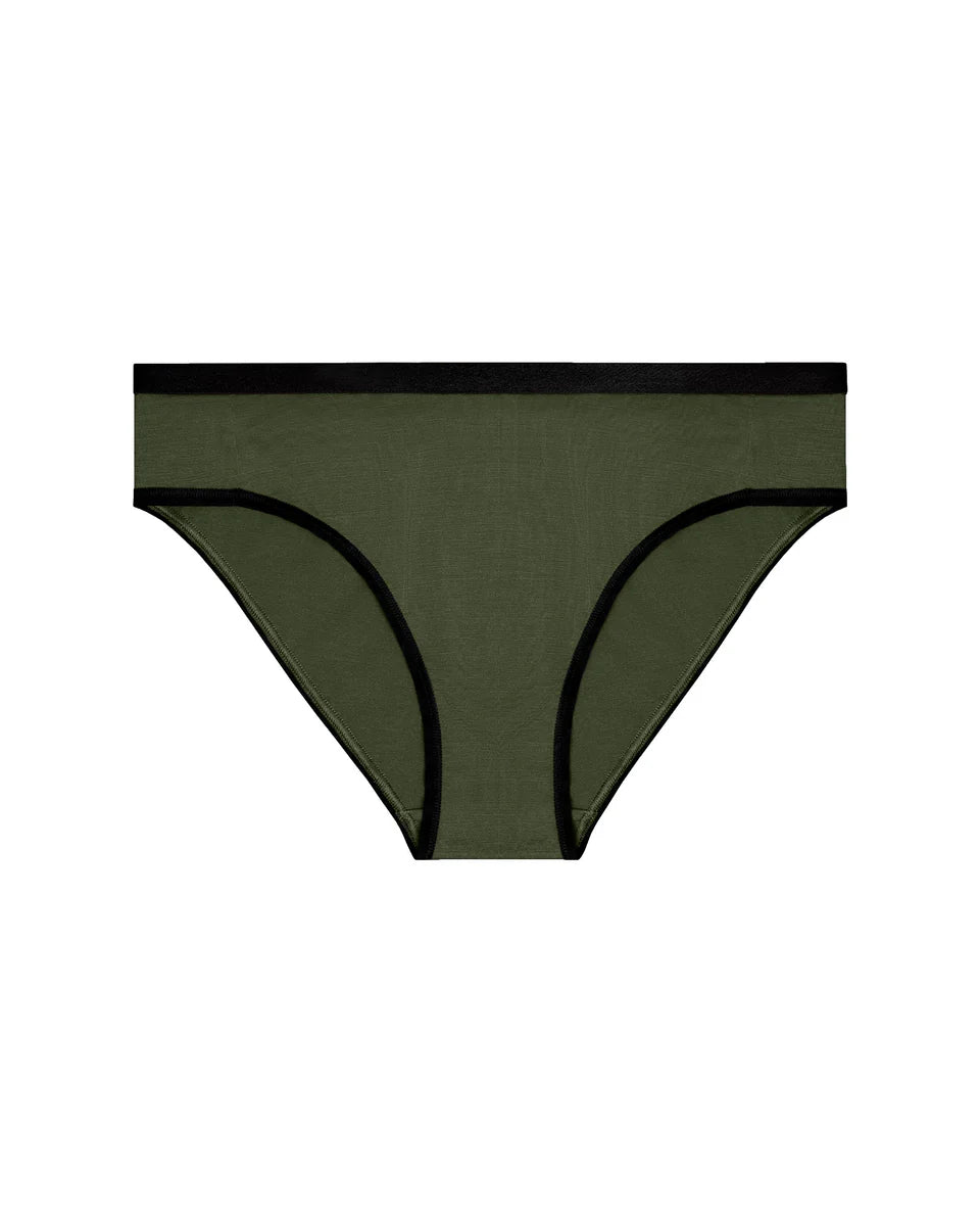 Dark green women's underwear with brand logo on a white background