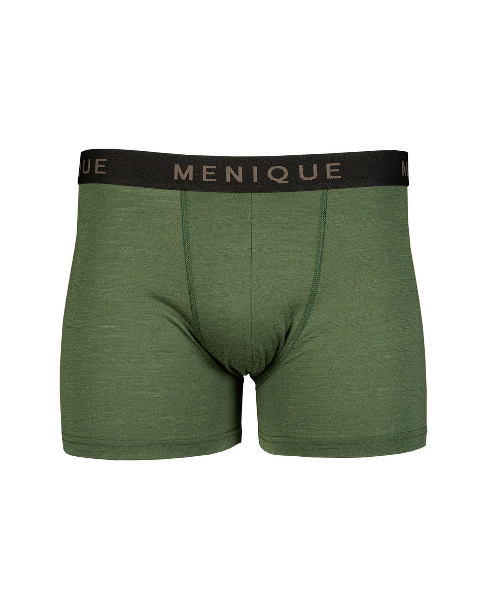 Dark green women's underwear with black waistband on a white background