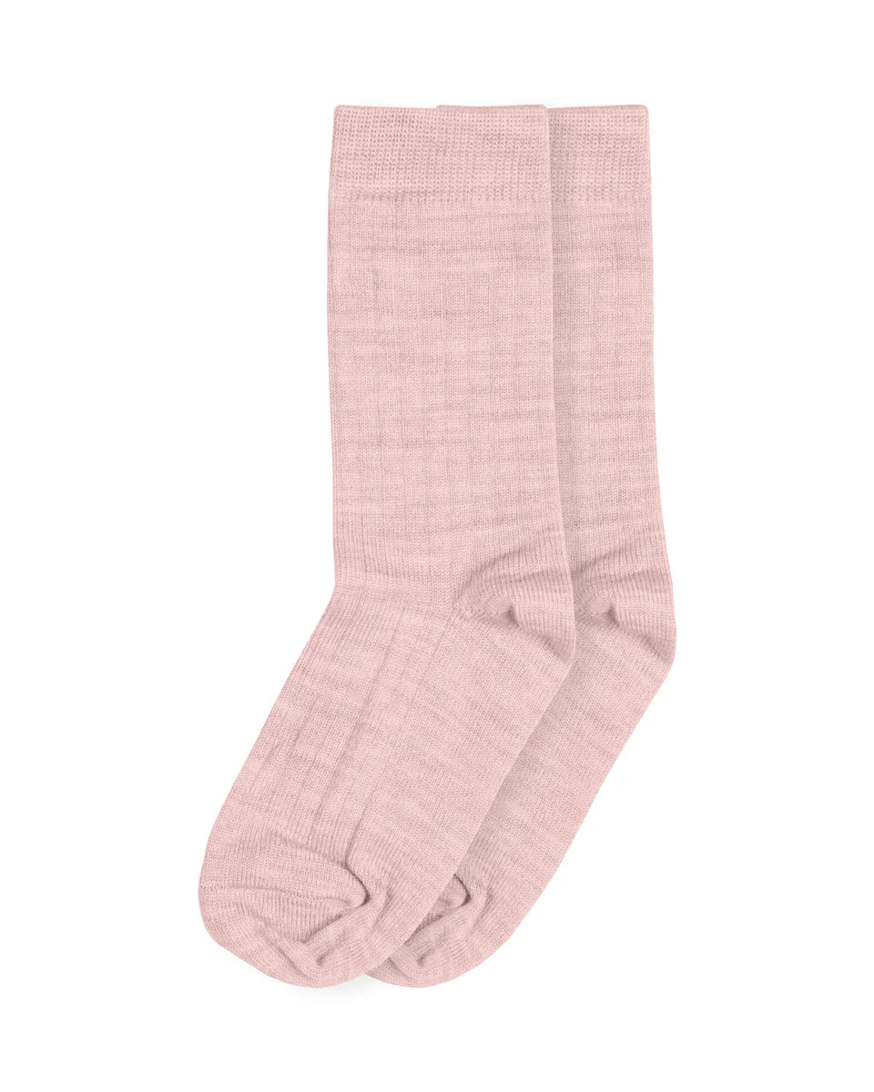Pair of pink socks on a white background